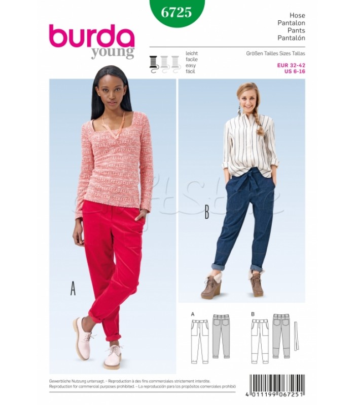 Burda Πατρόν Νεανικά Παντελόνια 6725