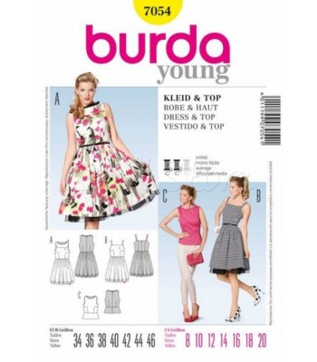 Burda Πατρόν Φόρεμα και Τοπ 7054