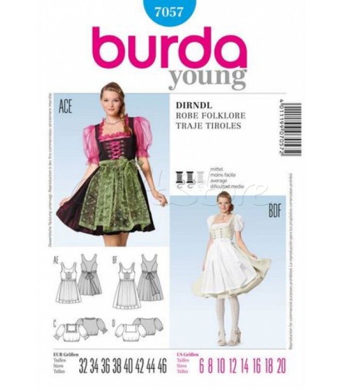 Burda Πατρόν Φόρεμα Φολκλόρ 7057