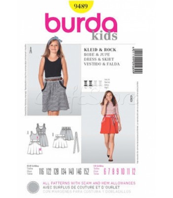 Burda Πατρόν Παιδικό Φόρεμα και Φούστα 9489