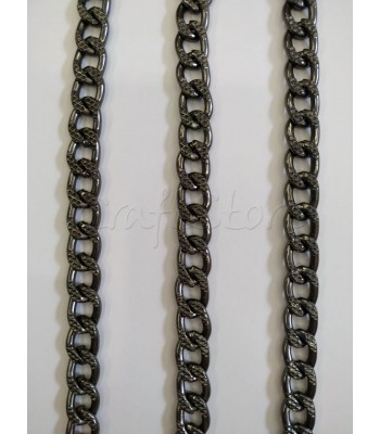 Αλυσίδα  10x15mm Πλακέ Σαγρέ Μαύρο Νίκελ