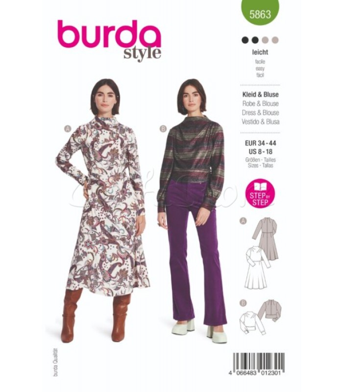  burda πατρόν φόρεμα 5863