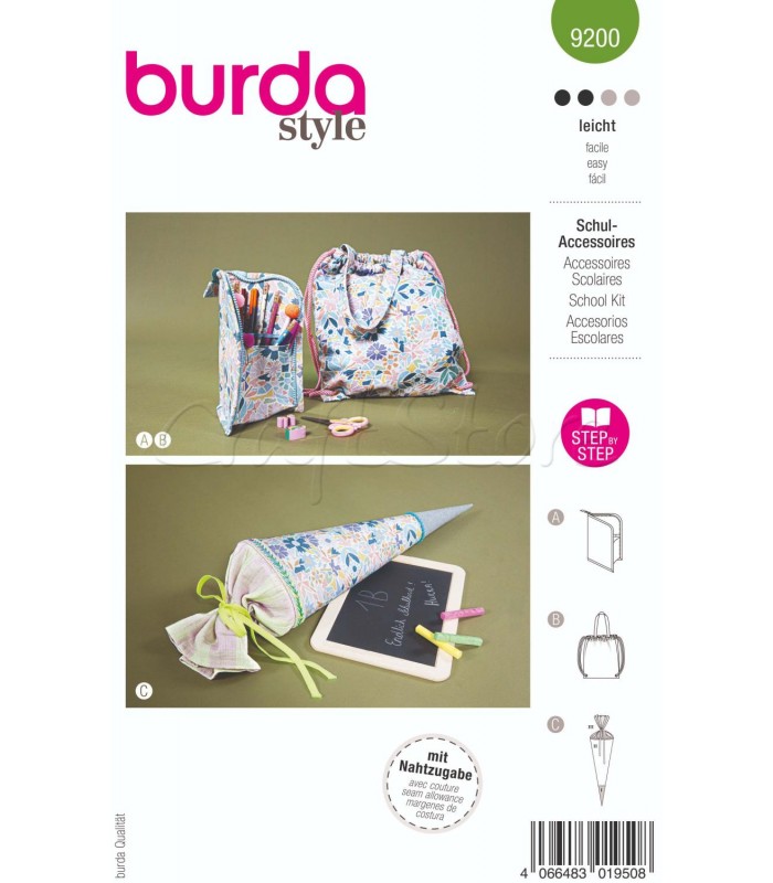 BURDA πατρόν ACCESSOIRIES-SCHOOL KIT 9200
