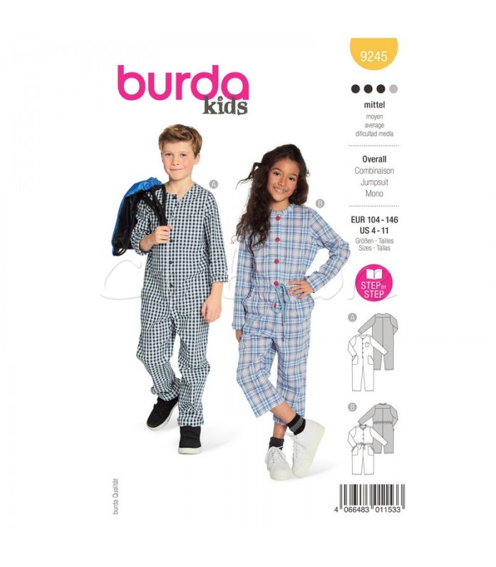 Burda πατρόν  παιδικά unisex ολόσωμα 9245