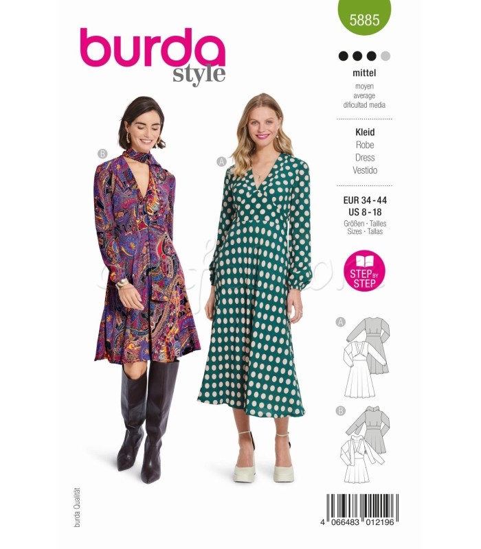  burda πατρόν φόρεμα 5885