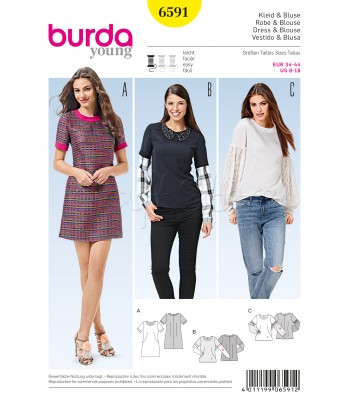 Burda Πατρόν Για Νεανικό Φόρεμα & Μπλούζες 6591
