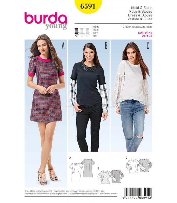 Burda Πατρόν Για Νεανικό Φόρεμα & Μπλούζες 6591