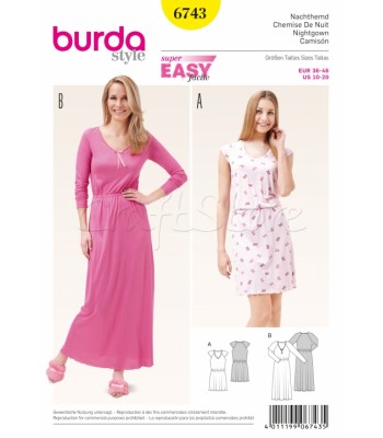 Burda Πατρόν Νυχτικά 6743