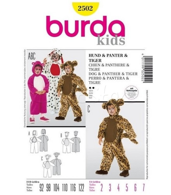 Burda Πατρόν Παιδικές Στολές Σκύλος- Ροζ Πάνθηρας- Τίγρης 2502
