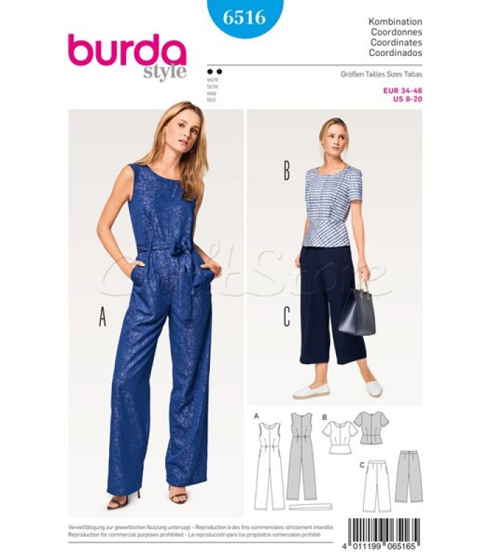 Burda Πατρόν με συνδυασμούς παντελόνας και μπλούζας 6516