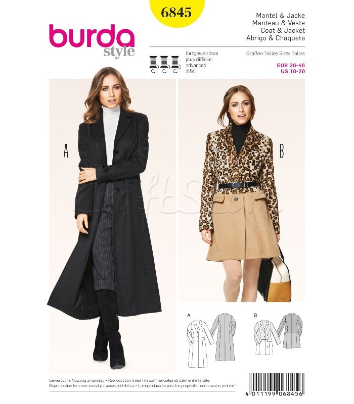  Burda Πατρόν Παλτά 6845