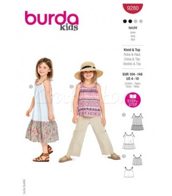 Burda Πατρόν Κοριτσίστικο Φόρεμα και Μπλούζα 9280
