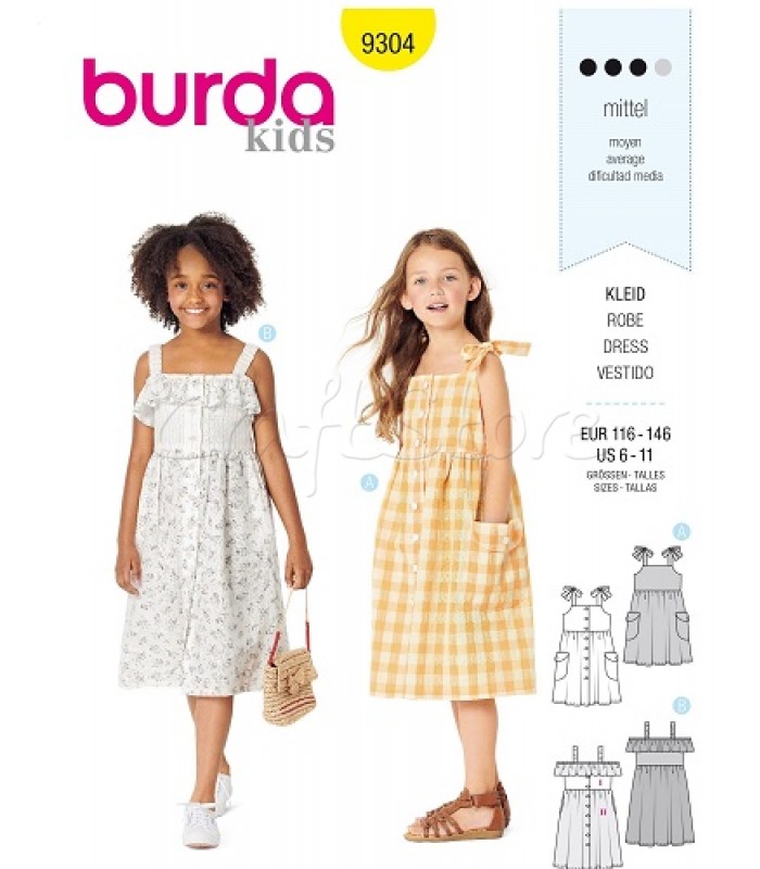 Burda Πατρόν Κοριτσίστικα Φορέματα 9304