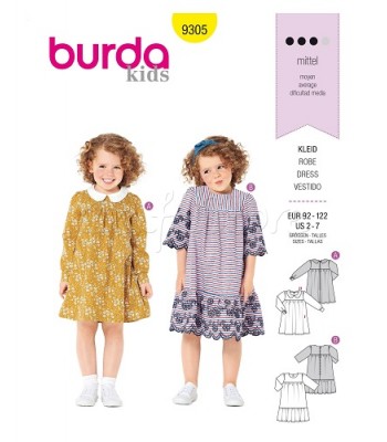 Burda Πατρόν Κοριτσίστικα Φορέματα 9305