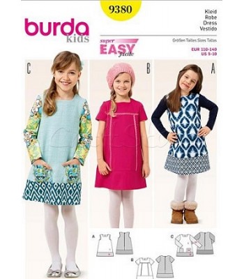Burda Πατρόν Κοριτσίστικα Φορέματα 9380