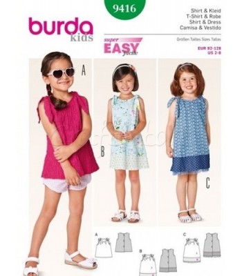 Burda Πατρόν Κοριτσίστικα Φορέματα και Μπλούζα 9416