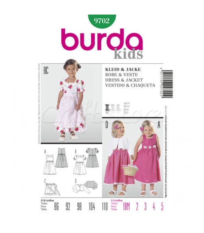 Burda Πατρόν Παιδικά Φορέματα και Ζακετάκια 9702