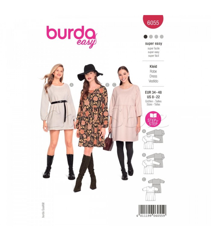  Burda Πατρον φόρεμα 6055