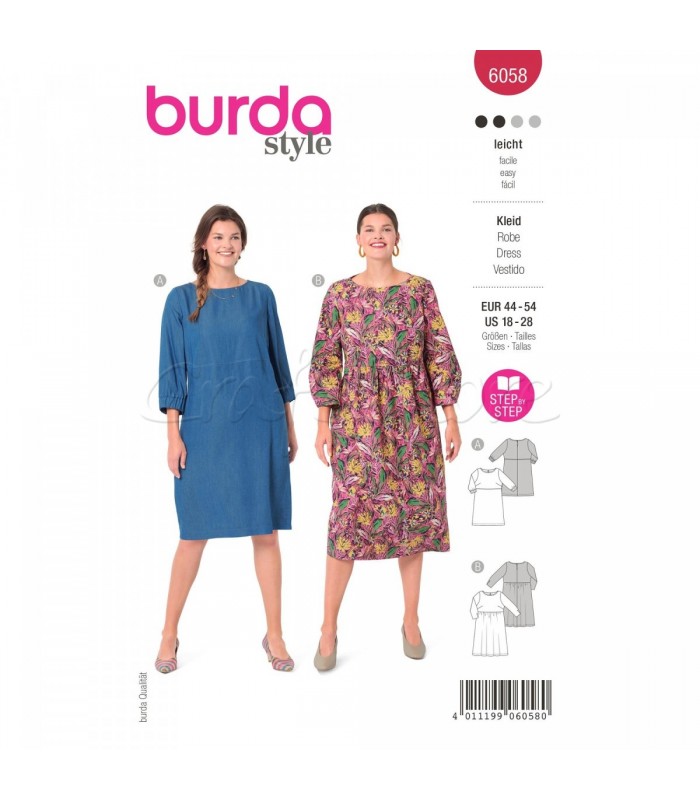  Burda Πατρον  φόρεμα 6058