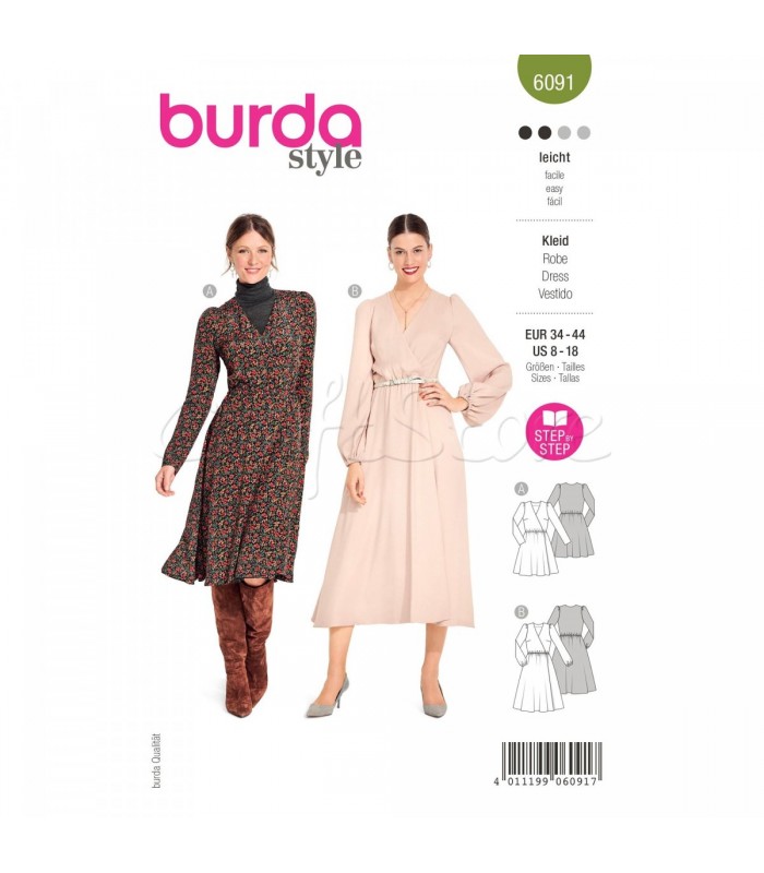  Burda Πατρον  φόρεμα 6091