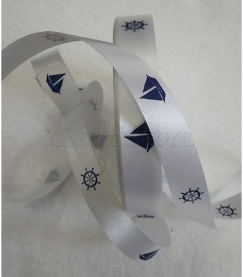 Κορδέλα Σατέν 1.5cm ναυτικό λευκό