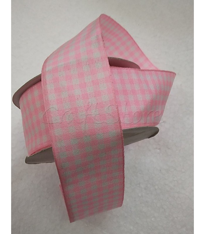 Κορδέλα Καρώ 4cm ροζ