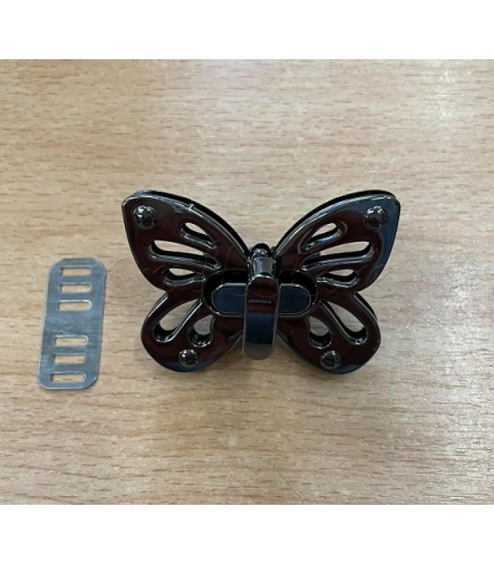 Μεταλλικό Στριφτό Κούμπωμα Πεταλούδα Μαύρο Νίκελ 5x3.5cm