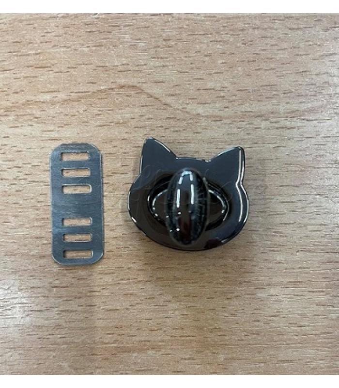 Μεταλλικό Στριφτό Κούμπωμα Γατάκι Μαύρο Νίκελ 28mm x25mm