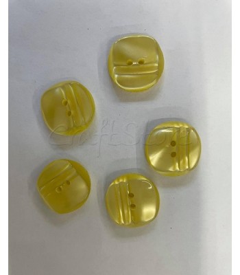 Κουμπιά Τετραγωνισμένα με Ριγούλες 20mm Κίτρινα /15τμχ