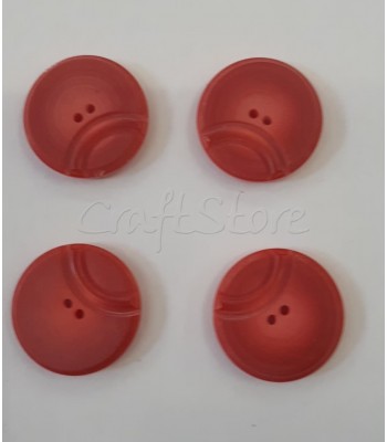 Κουμπί Κόκκινο Ροδί με Ανάγλυφες Ρίγες 25mm  /4 τμχ