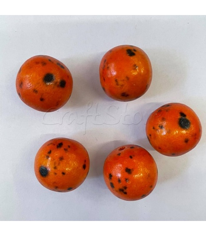 Ξύλινες Χάντρες Orange 25mm/ 5 τεμάχια