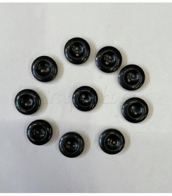 Κουμπί Μαύρο Πλαστικό με 2 Τρύπες 15mm (10 τμχ)