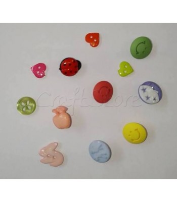 Παιδικά Πλαστικά Κουμπάκια σε Διάφορα Σχέδια (12 τεμάχια)