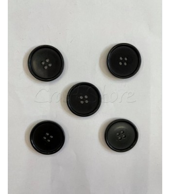 Κουμπί Μαύρο Πλαστικό 28mm (5 τμχ)