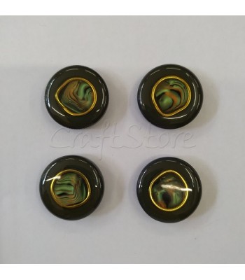 Κουμπιά Κυπαρισσί Σμάλτο με Χρυσό 25mm  /4τμχ