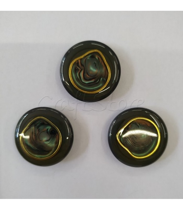 Κουμπιά Κυπαρισσί Σμάλτο με Χρυσό 30mm  /3τμχ