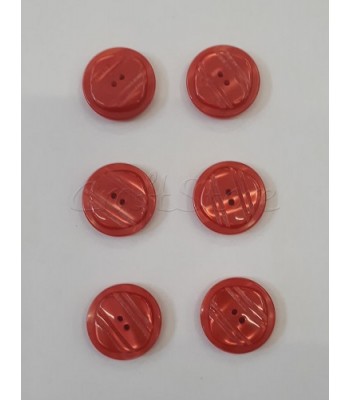 Κουμπιά Στρογγυλά Πλαστικά με Τετράγωνο Εσωτερικό Χρώμα Κόκκινο 23mm/ 6 τμχ 