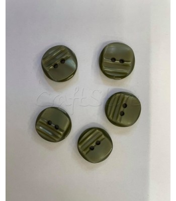 Κουμπιά Τετραγωνισμένα με Ριγούλες 15mm Χακί /10τμχ