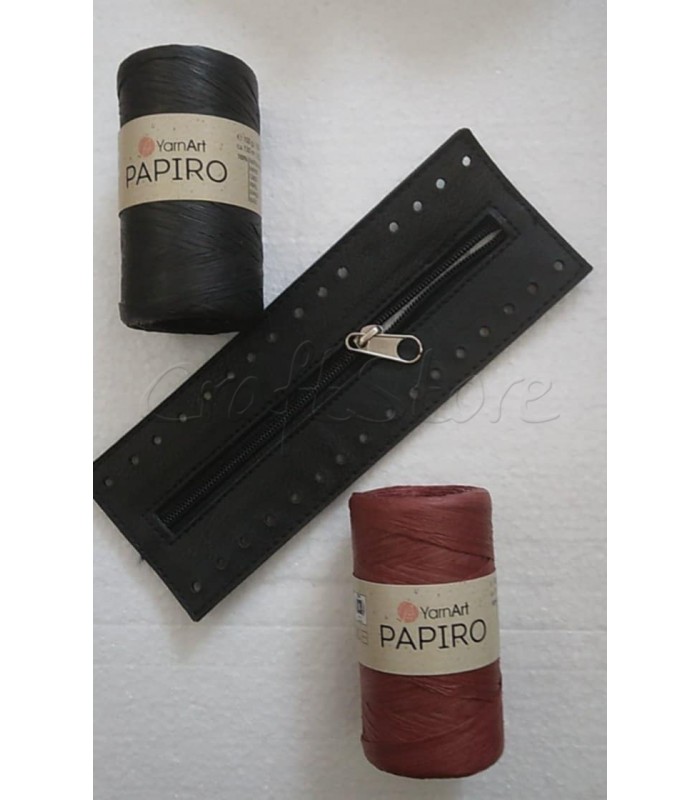 Κιτ  Φερμουάρ 20cm ΜΑΥΡΟ μέ 2 νήματα PAPIRO