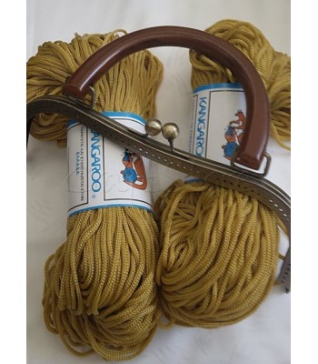 Κιτ χερούλι bronze με λαβή ξυλινη και 2 νήματα 200 gr.
