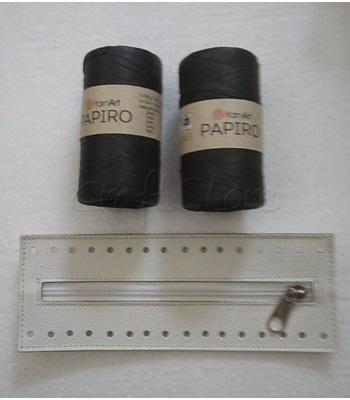 Κιτ  Φερμουάρ 20cm ΛΕΥΚΟ μέ 2 νήματα PAPIRO