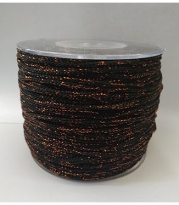 Cordone 1.8mm Μαύρο με Μεταλλιζέ Μπρονζέ 1τμχ 260γρ